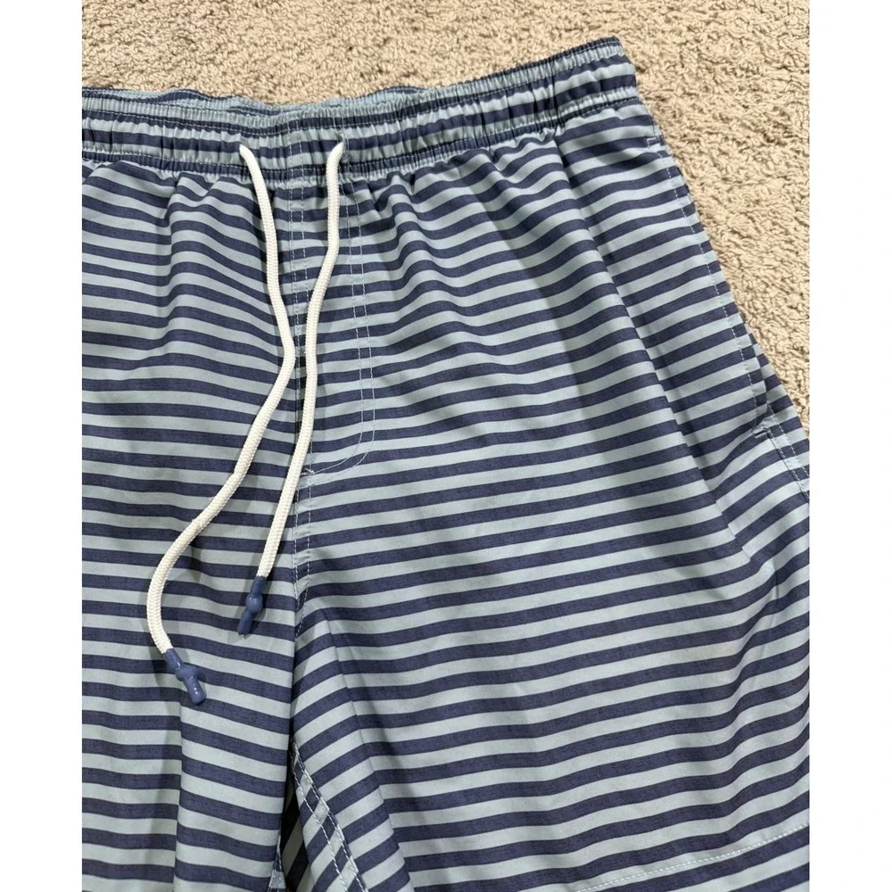 Southern Tide Mens Blue Striped Mesh Swim‎ Trunks Board Beach Fish Shorts Surf L